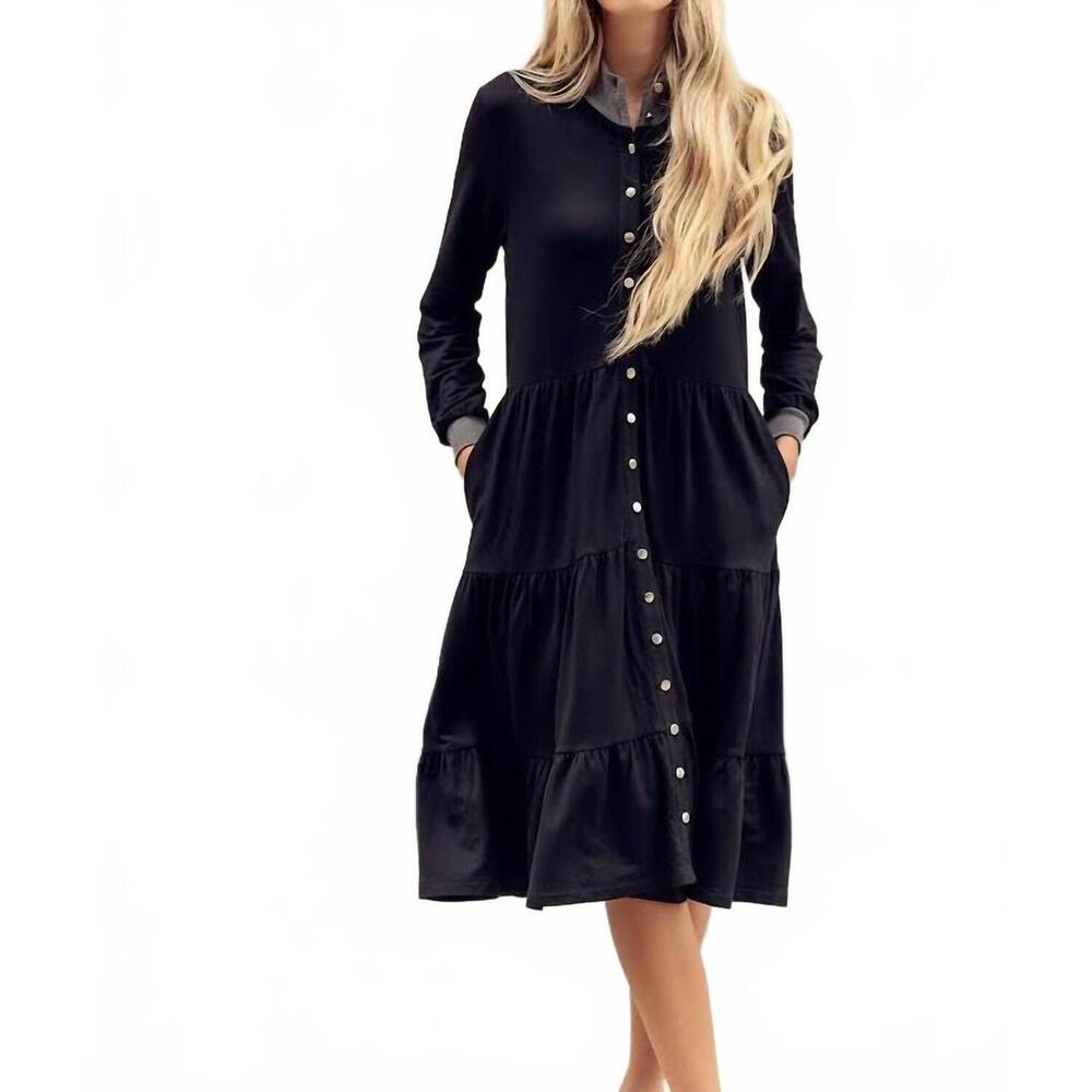 NEW LUNELLA keshi swing midi dress in black
